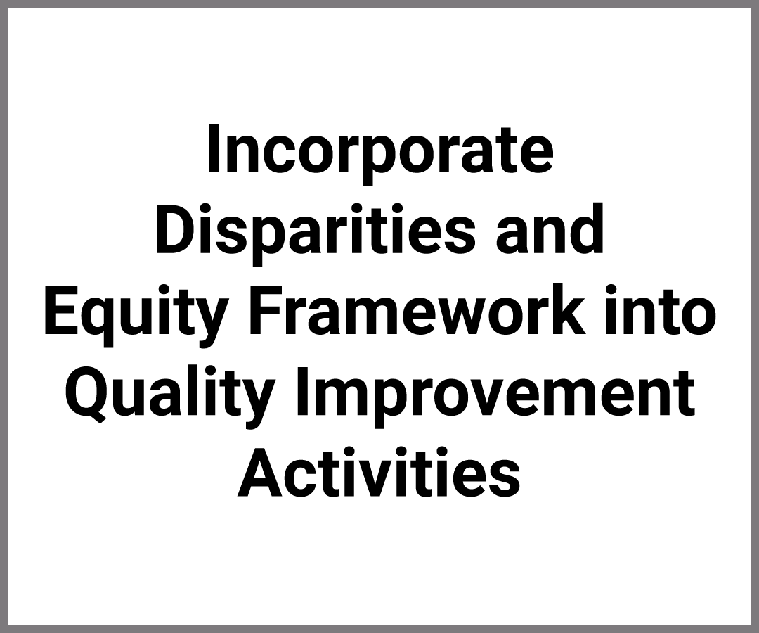 Incorporate Disparities and Equity Framework into Quality Improvement Activities