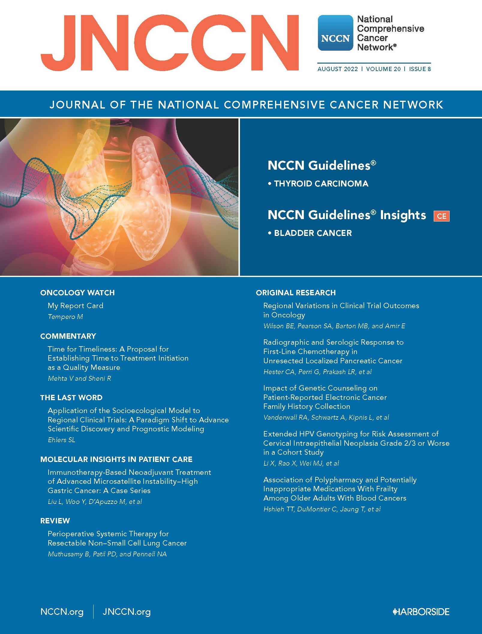Cover, JNCCN August 2022
